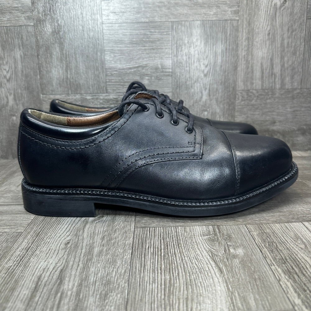 Dockers Oxford Shoes Mens 9.5 Wide Black Leather Cap Toe Dress Formal NEW